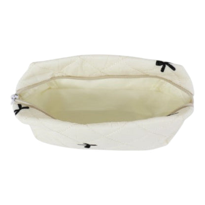 Ribbon Printing Quilted Fabric Makeup Pouch JB5526-3 (12PC)