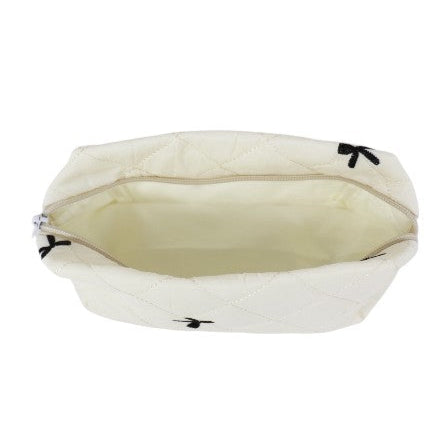Ribbon Printing Quilted Fabric Makeup Pouch JB5526-3 (12PC)
