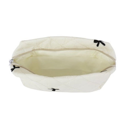 Ribbon Printing Quilted Fabric Makeup Pouch JB5526-3 (12PC)