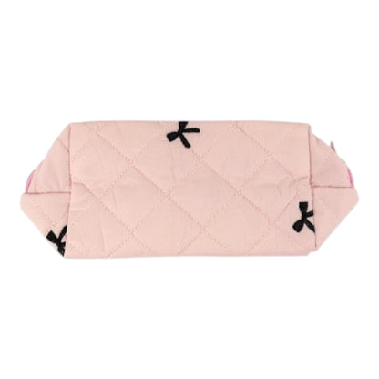 Ribbon Printing Quilted Fabric Makeup Pouch JB5526-3 (12PC)