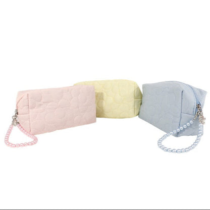 Solid Color Quilted Fabric Makeup Pouch JB5526-5 (12PC)
