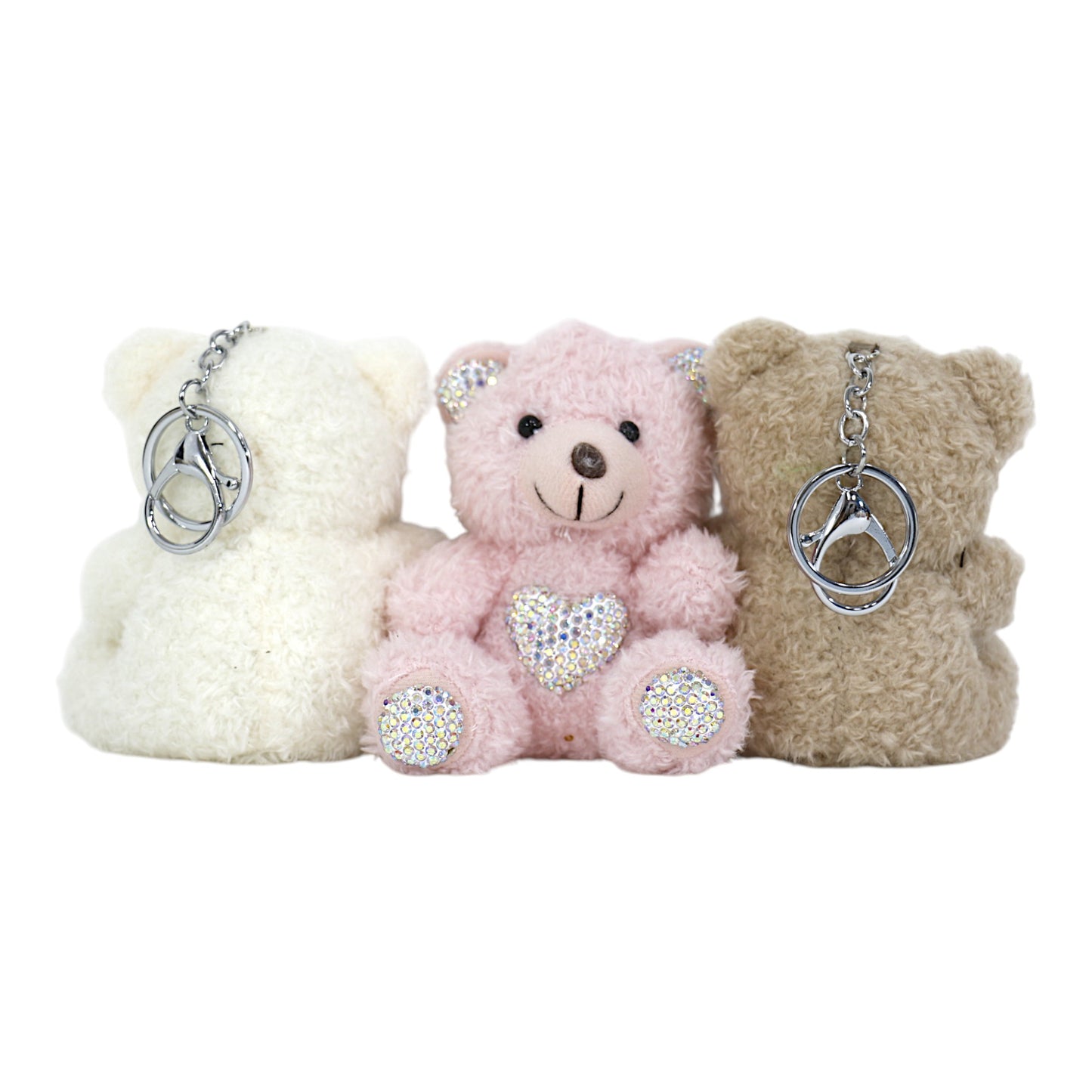 Rhinestone Bear Plush Key Chain KC1026-8. (12PC)