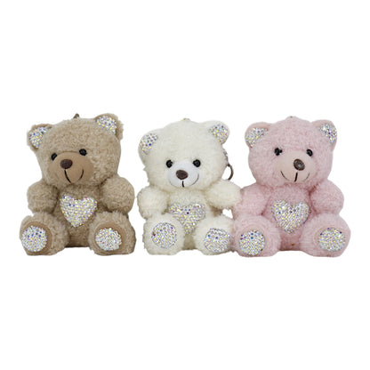 Rhinestone Bear Plush Key Chain KC1026-8. (12PC)