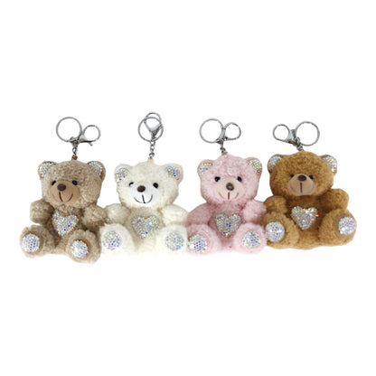 Rhinestone Bear Plush Key Chain KC1026-8. (12PC)