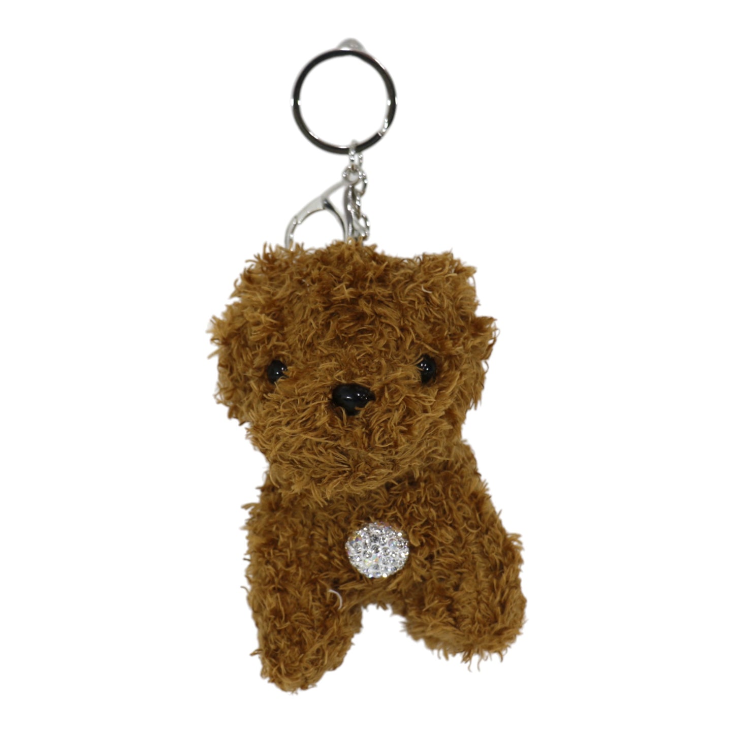Rhinestone Curly Hair Dog Plush Key Chain KC0425-3. (12PC)