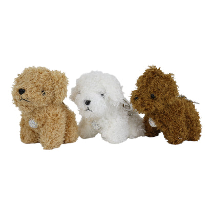 Rhinestone Curly Hair Dog Plush Key Chain KC0425-3. (12PC)