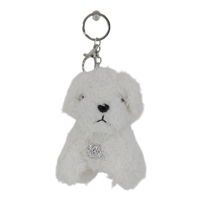 Rhinestone Curly Hair Dog Plush Key Chain KC0425-3. (12PC)