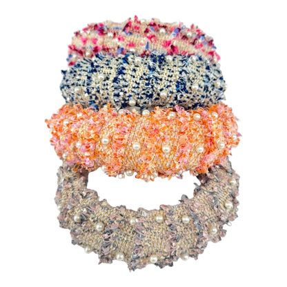 Pearl Decor Gold Thread Tweed Headband HB1012-33. (12PC)