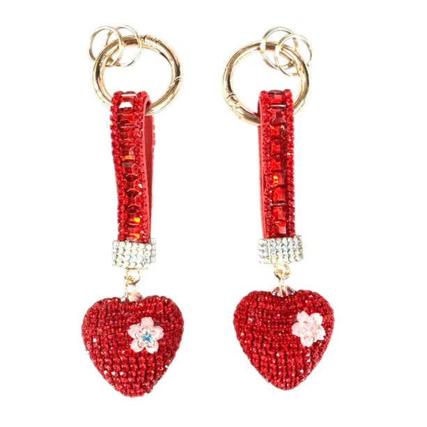 Double Sided Rhinestone Heart Keychain KC41101-11 (12PC)