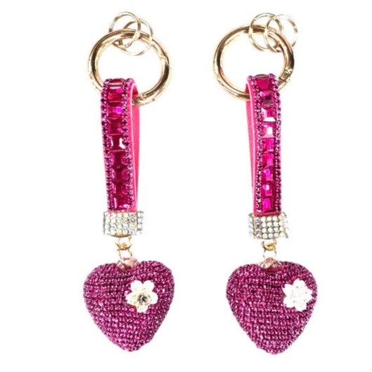 Double Sided Rhinestone Heart Keychain KC41101-11 (12PC)