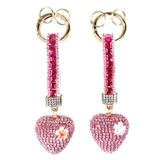 Double Sided Rhinestone Heart Keychain KC41101-11 (12PC)