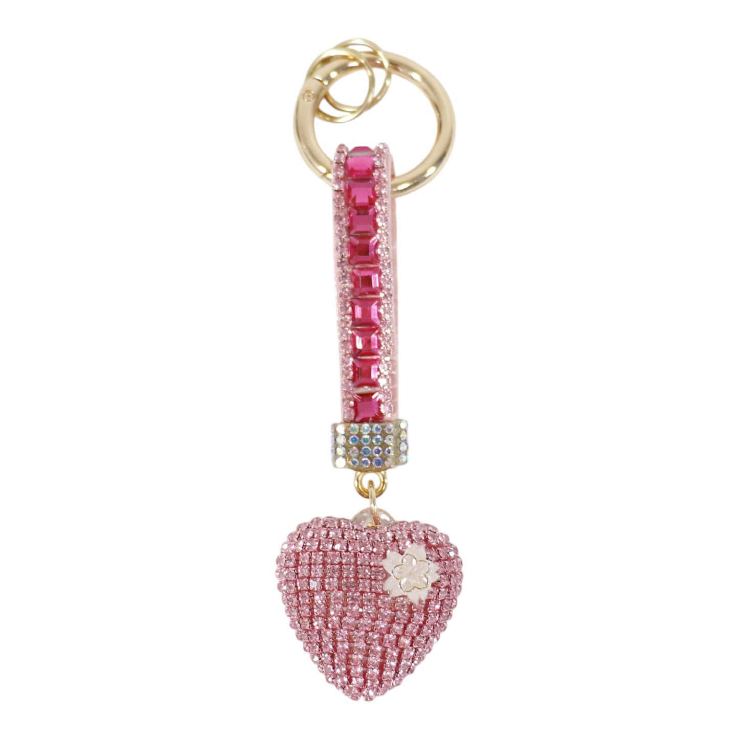 Double Sided Rhinestone Heart Keychain KC41101-11 (12PC)