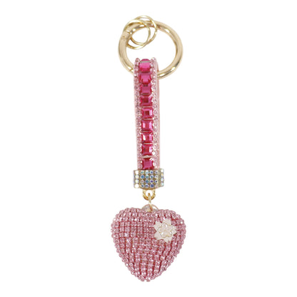 Double Sided Rhinestone Heart Keychain KC41101-11 (12PC)