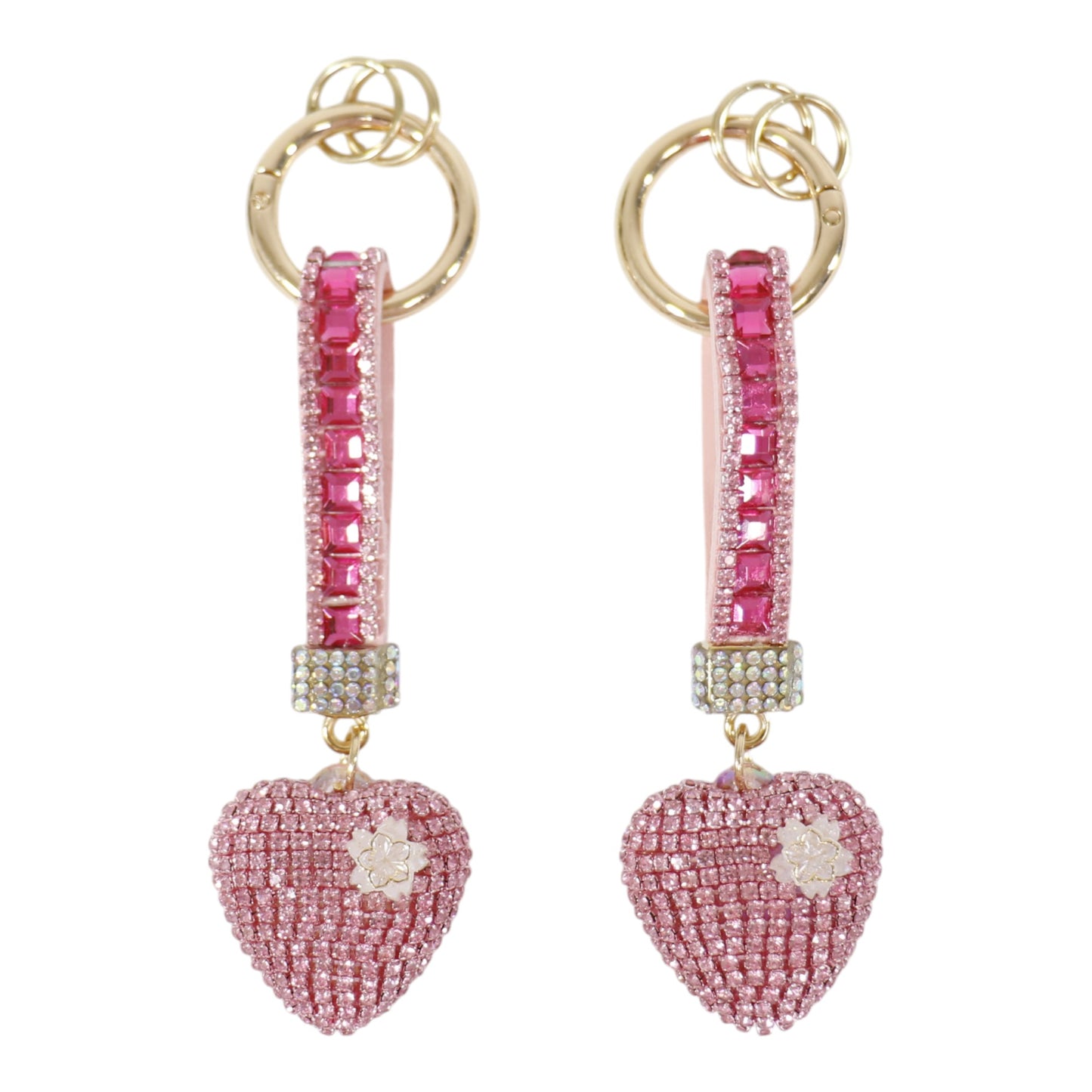 Double Sided Rhinestone Heart Keychain KC41101-11 (12PC)