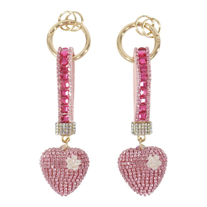 Double Sided Rhinestone Heart Keychain KC41101-11 (12PC)