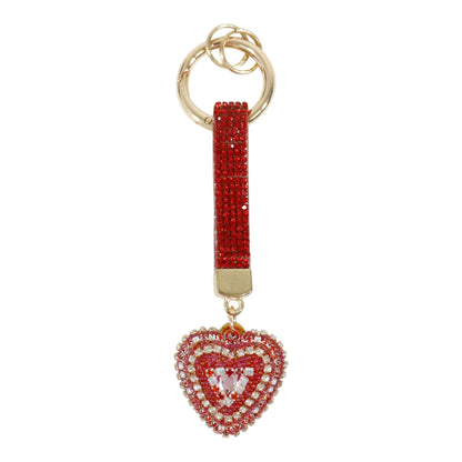 Double Sided Rhinestone Heart Keychain KC41101-14 (12PC)