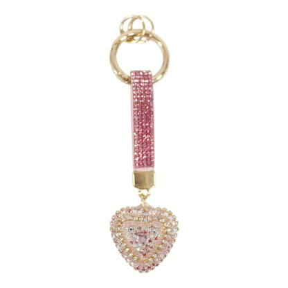 Double Sided Rhinestone Heart Keychain KC41101-14 (12PC)