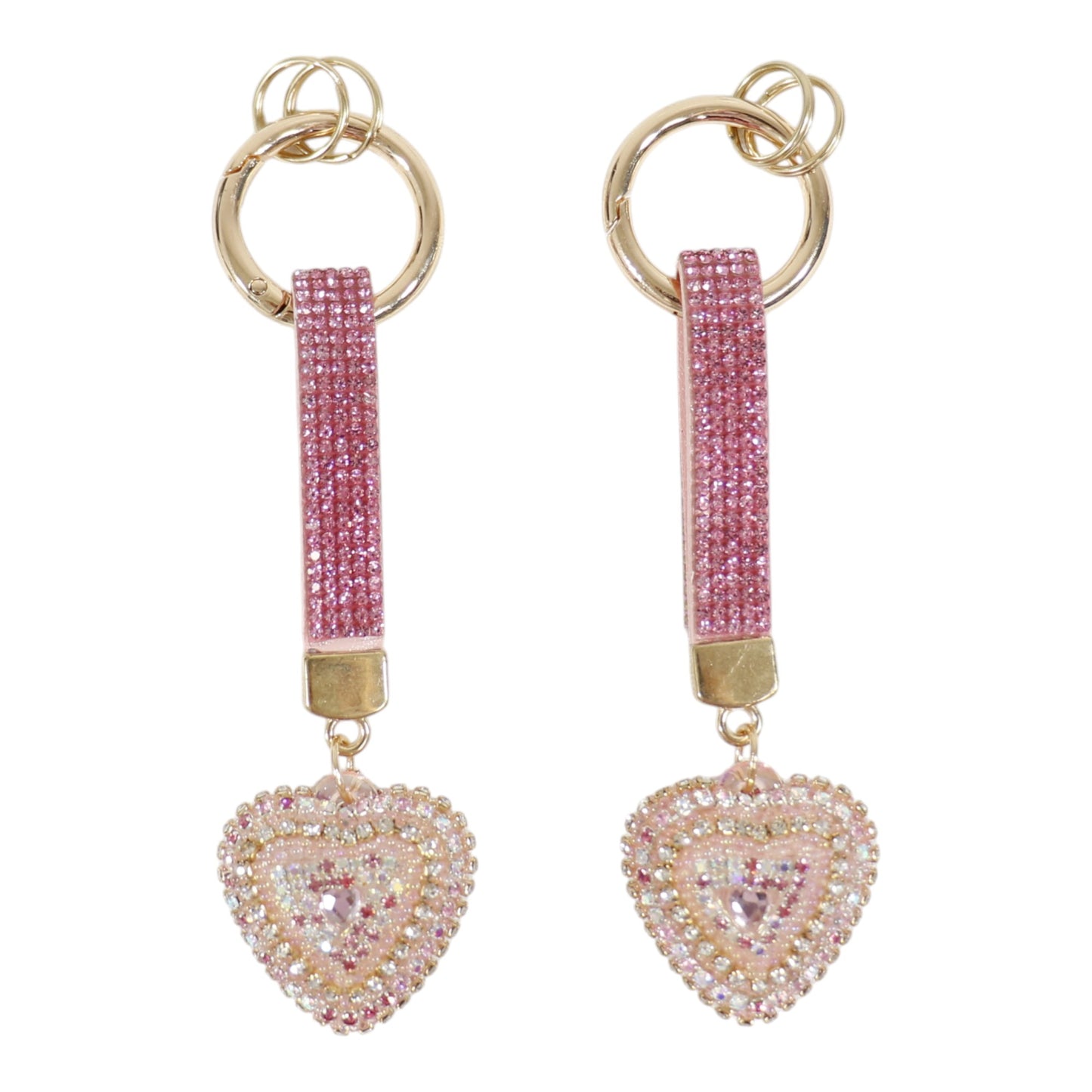 Double Sided Rhinestone Heart Keychain KC41101-14 (12PC)