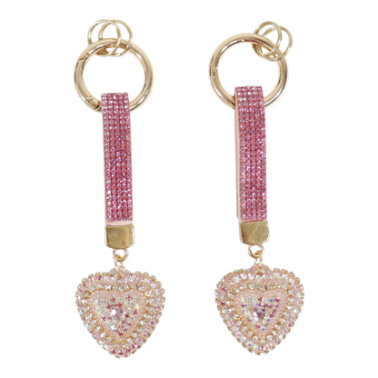 Double Sided Rhinestone Heart Keychain KC41101-14 (12PC)