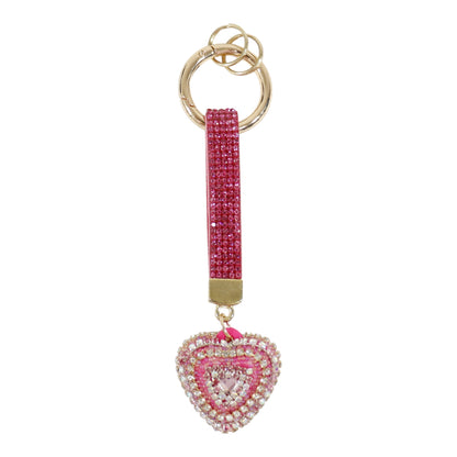 Double Sided Rhinestone Heart Keychain KC41101-14 (12PC)