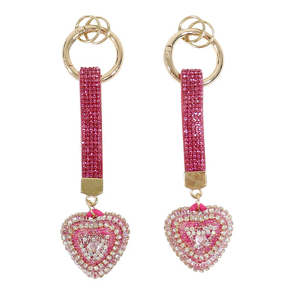 Double Sided Rhinestone Heart Keychain KC41101-14 (12PC)