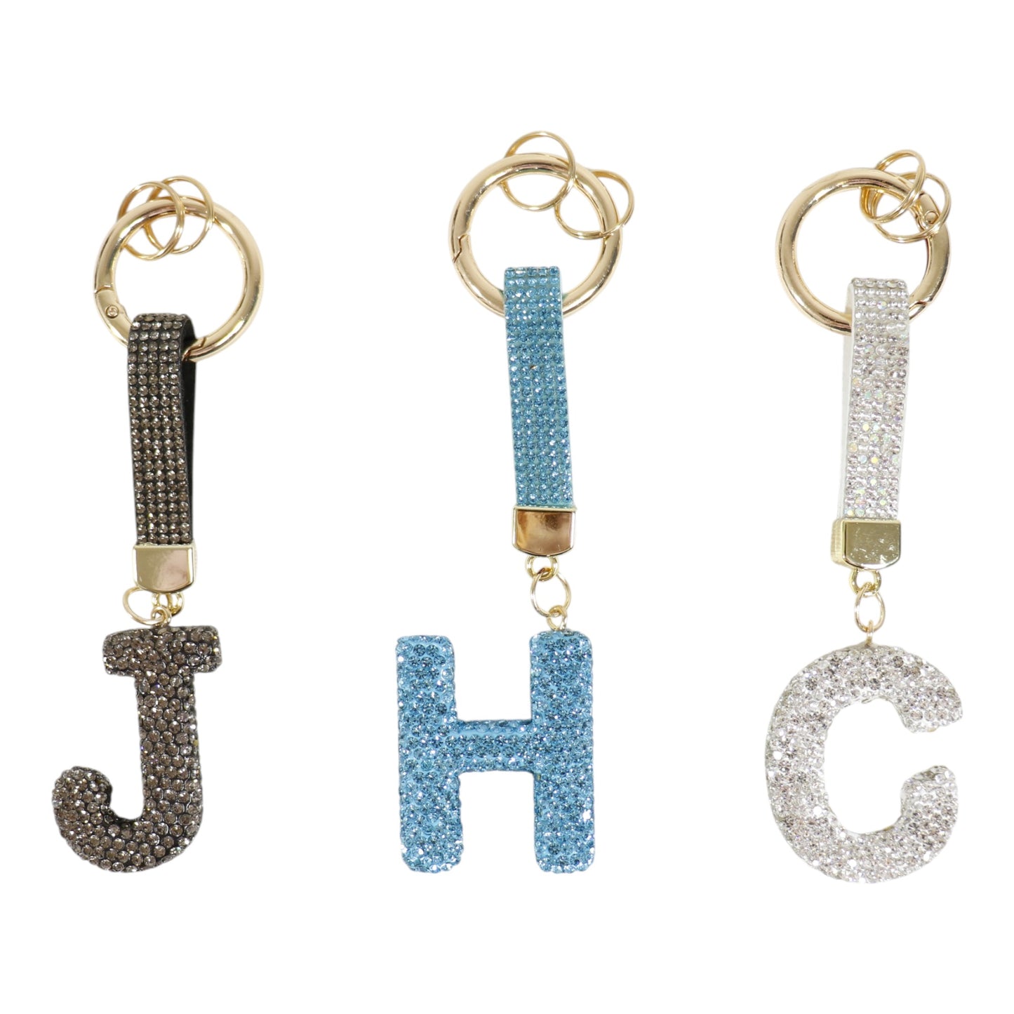 Rhinestone Alphabet Initial Letter Key Chain KC001..(12PC)
