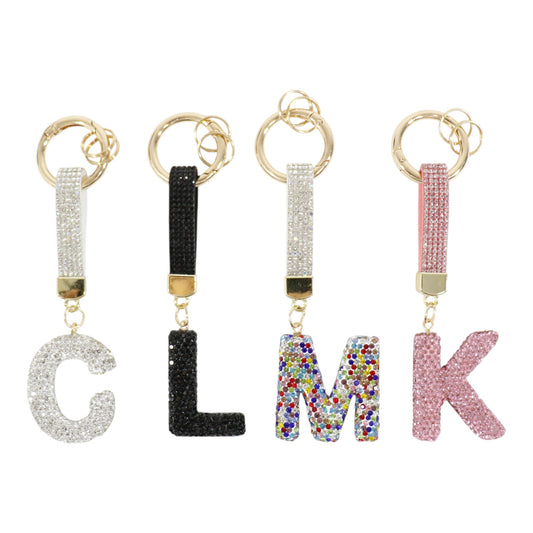 Rhinestone Alphabet Initial Letter Key Chain KC001..(12PC)