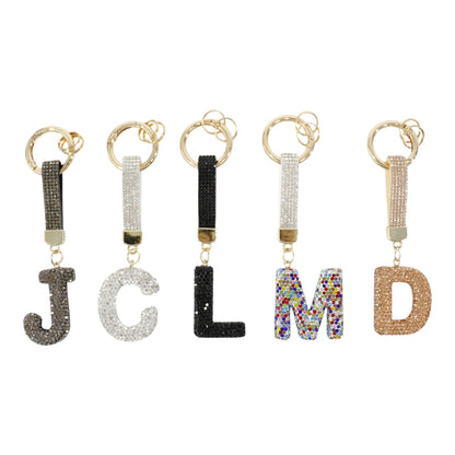 Rhinestone Alphabet Initial Letter Key Chain KC001..(12PC)