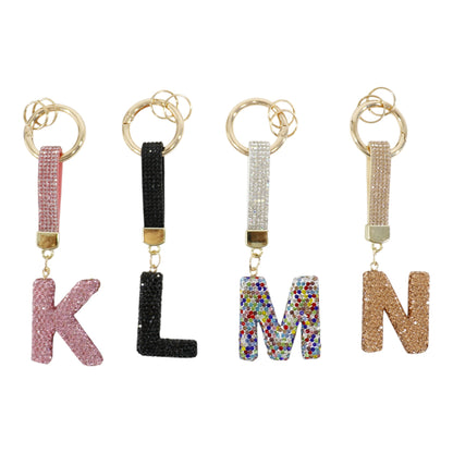Rhinestone Alphabet Initial Letter Key Chain KC001..(12PC)