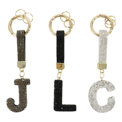 Rhinestone Alphabet Initial Letter Key Chain KC001..(12PC)