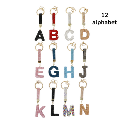 Rhinestone Alphabet Initial Letter Key Chain KC001..(12PC)