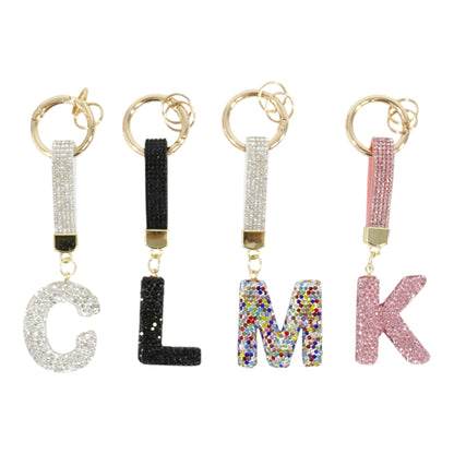 Rhinestone Alphabet Initial Letter Key Chain KC001 (12PC)