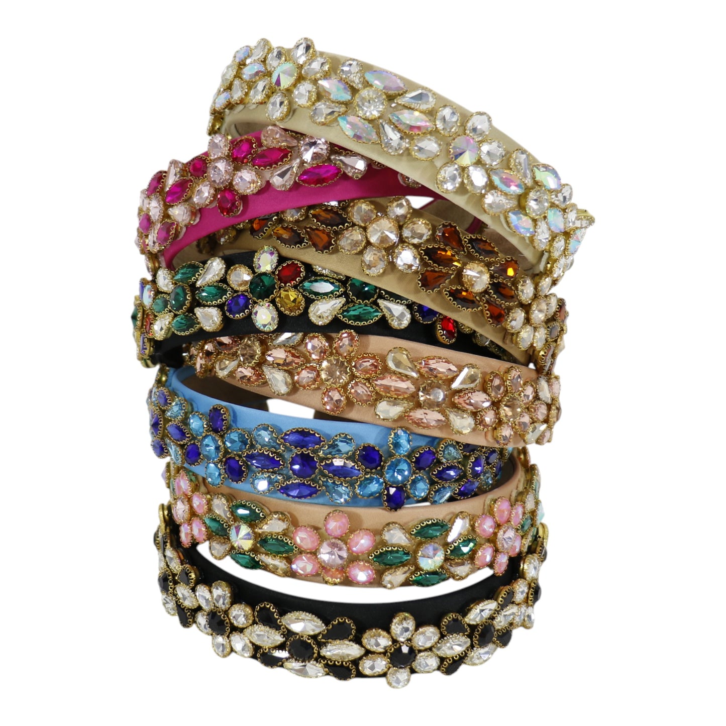 Multi Crystal Flower Decor Headband HB1226-13. (12PC)