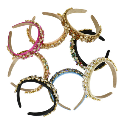 Multi Crystal Flower Decor Headband HB1226-13. (12PC)