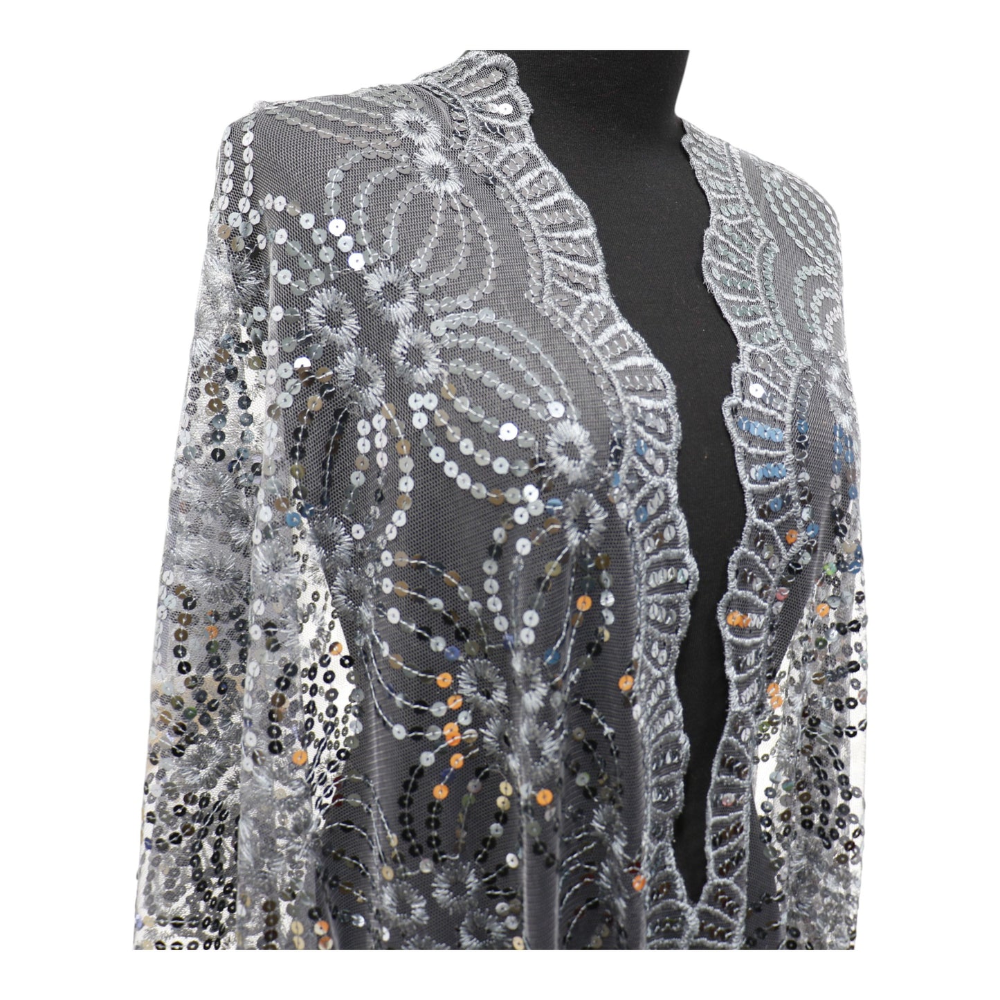 Sequin Chiffon Embellished Fringe Sheer Shawl Wrap Scarf SQ1013-3 (12pc)