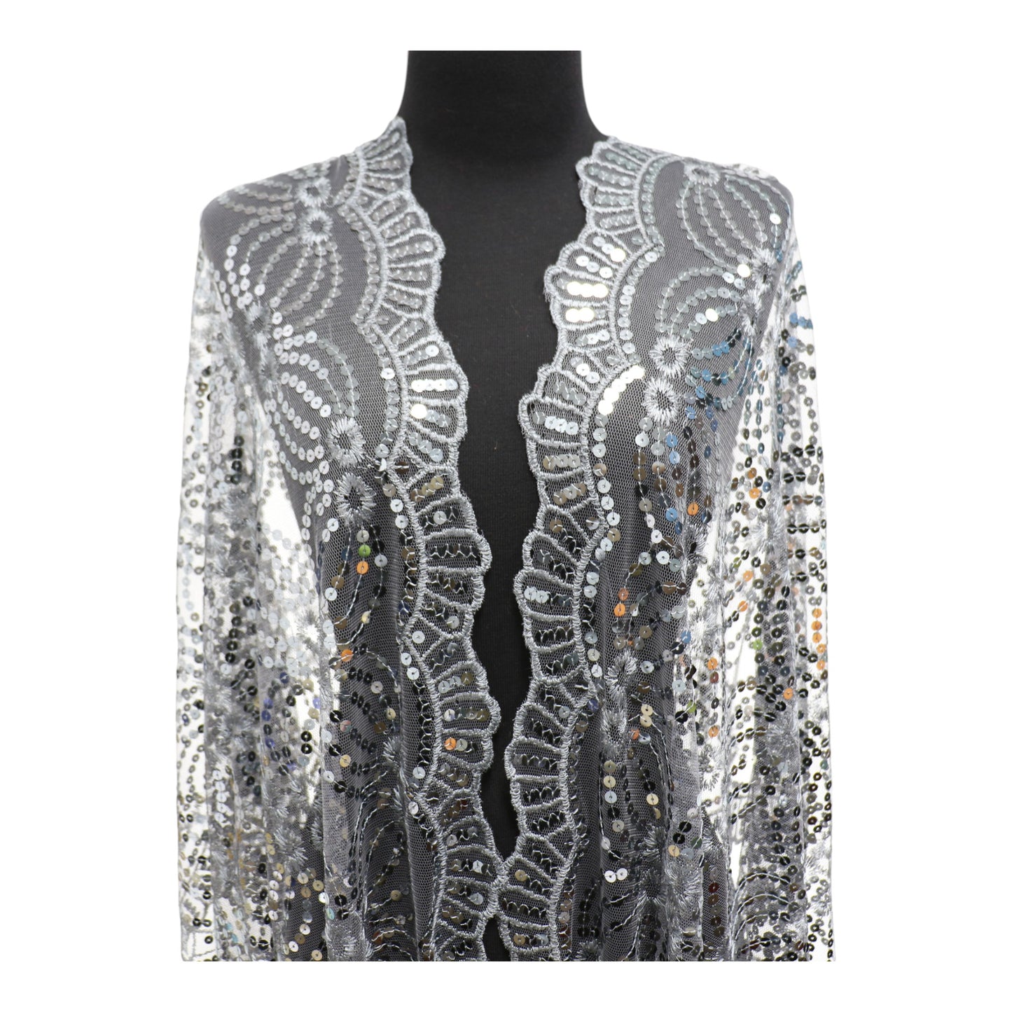 Sequin Chiffon Embellished Fringe Sheer Shawl Wrap Scarf SQ1013-3 (12pc)