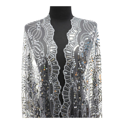 Sequin Chiffon Embellished Fringe Sheer Shawl Wrap Scarf SQ1013-3 (12pc)