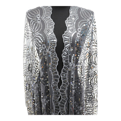 Sequin Chiffon Embellished Fringe Sheer Shawl Wrap Scarf SQ1013-3 (12pc)