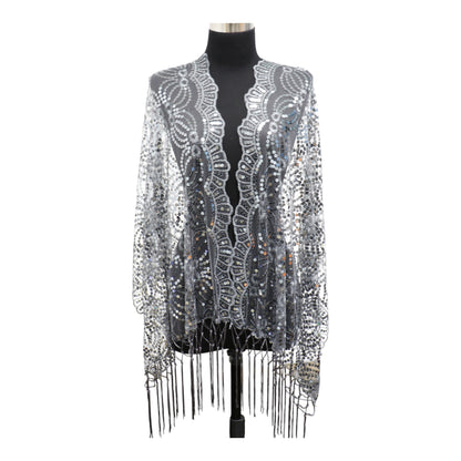 Sequin Chiffon Embellished Fringe Sheer Shawl Wrap Scarf SQ1013-3 (12pc)