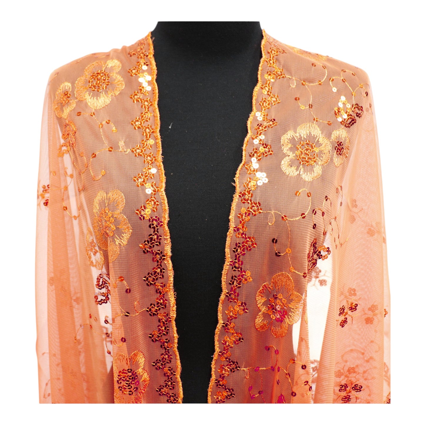 Sequin Chiffon Embellished Fringe Sheer Shawl Wrap Scarf SC309A.(12pc)