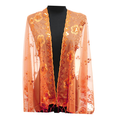 Sequin Chiffon Embellished Fringe Sheer Shawl Wrap Scarf SC309A.(12pc)