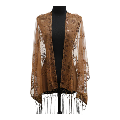 Sequin Chiffon Embellished Fringe Sheer Shawl Wrap Scarf SC309B. (12pc)