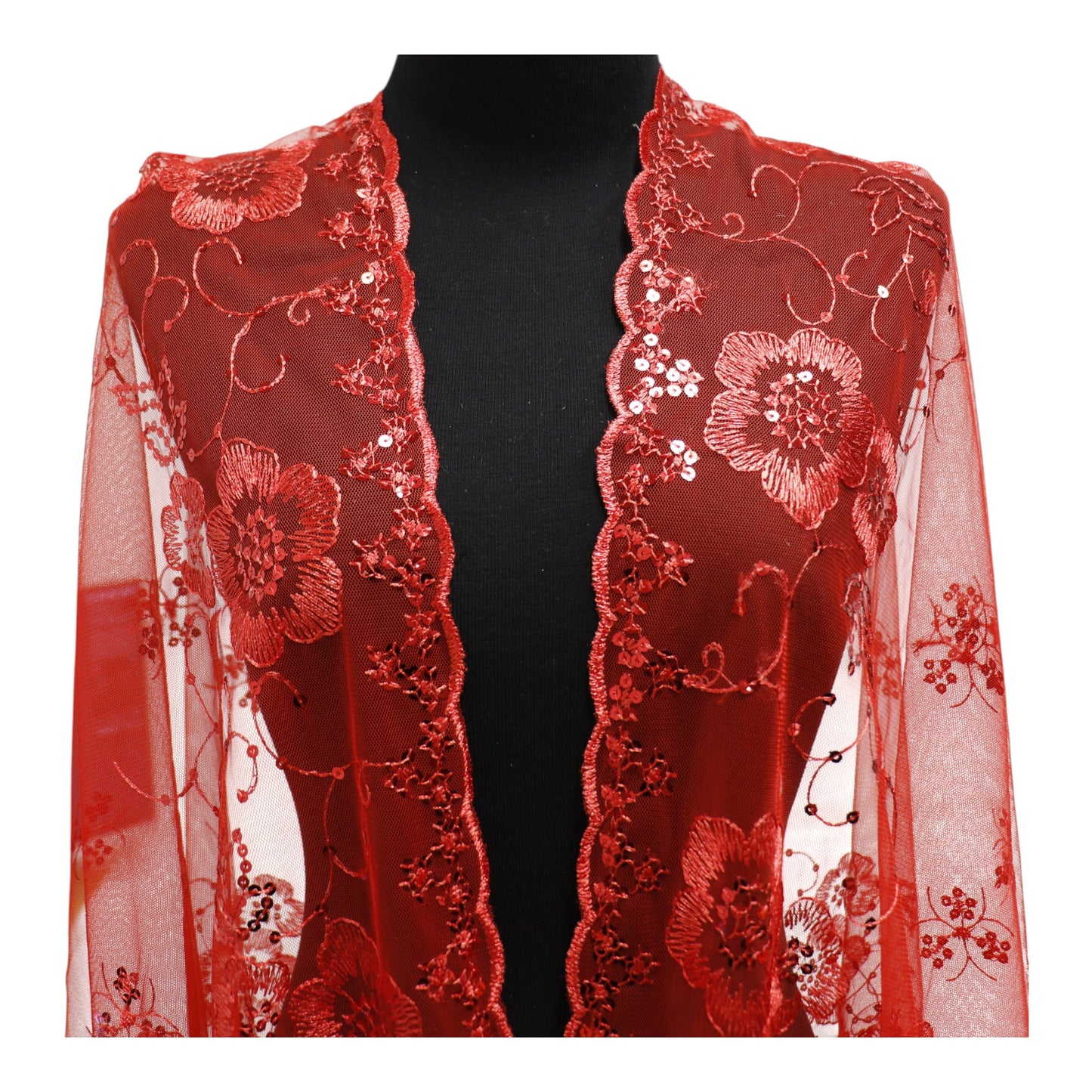 Sequin Chiffon Embellished Fringe Sheer Shawl Wrap Scarf SC309A.(12pc)