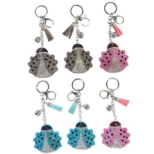 Rhinestone Ladybug Key Chain KC301-17. (12PC)