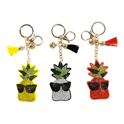 Rhinestone Sunglasses Pineapple Key Chain KC824-41. (12PC)