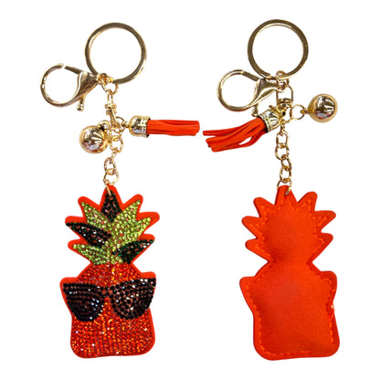 Rhinestone Sunglasses Pineapple Key Chain KC824-41. (12PC)