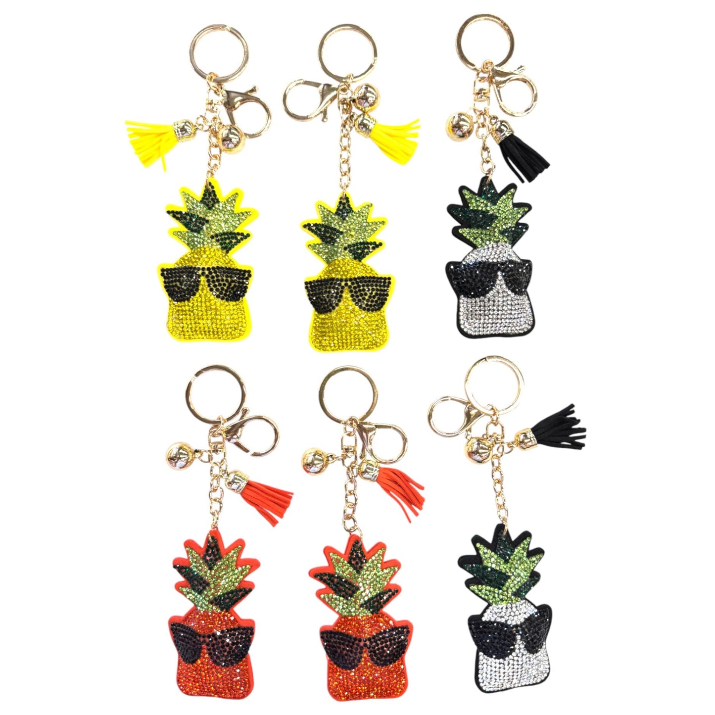 Rhinestone Sunglasses Pineapple Key Chain KC824-41. (12PC)