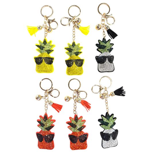 Rhinestone Sunglasses Pineapple Key Chain KC824-41. (12PC)