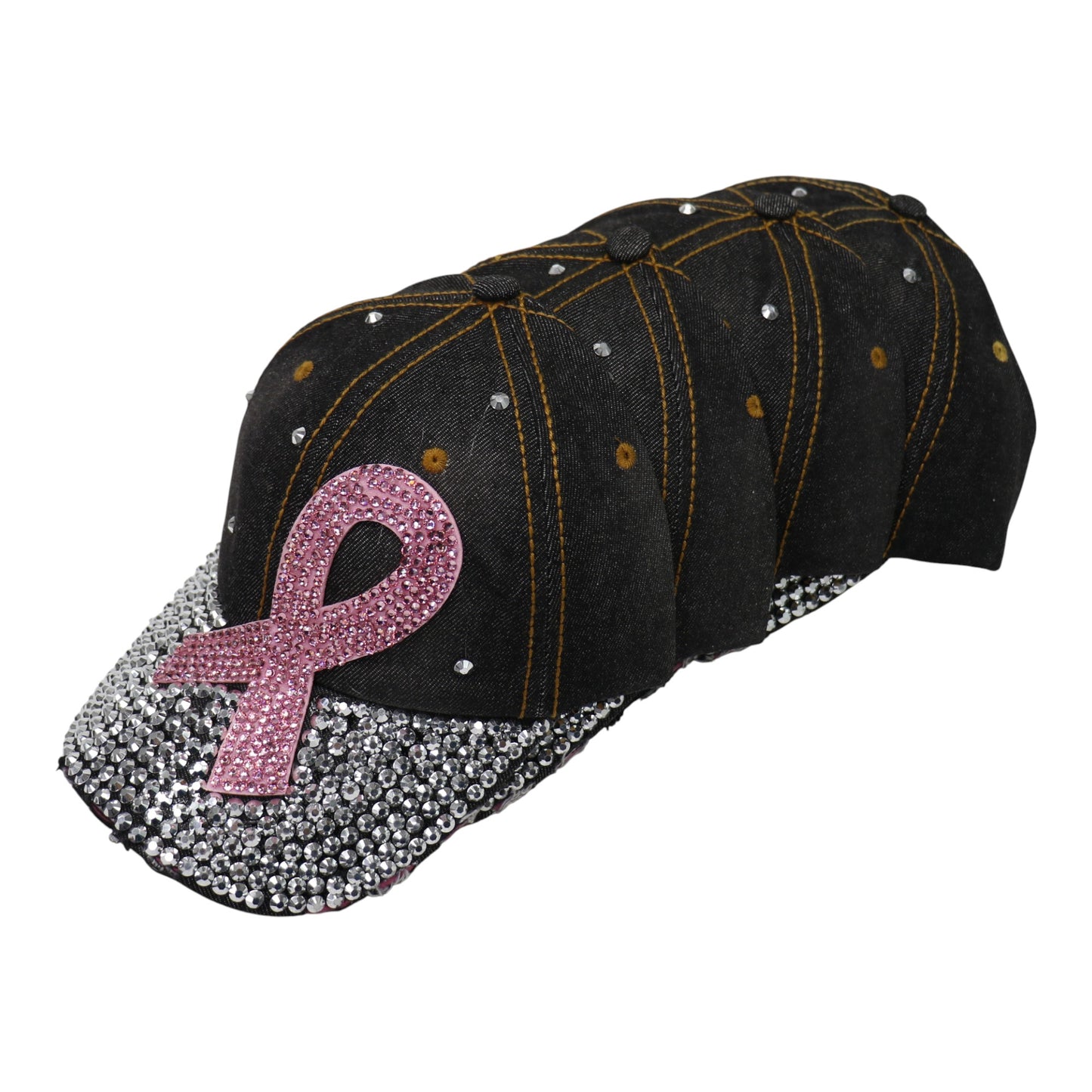 Bling Pink Ribbon Rhinestone Baseball Cap CP3727. (12PC)