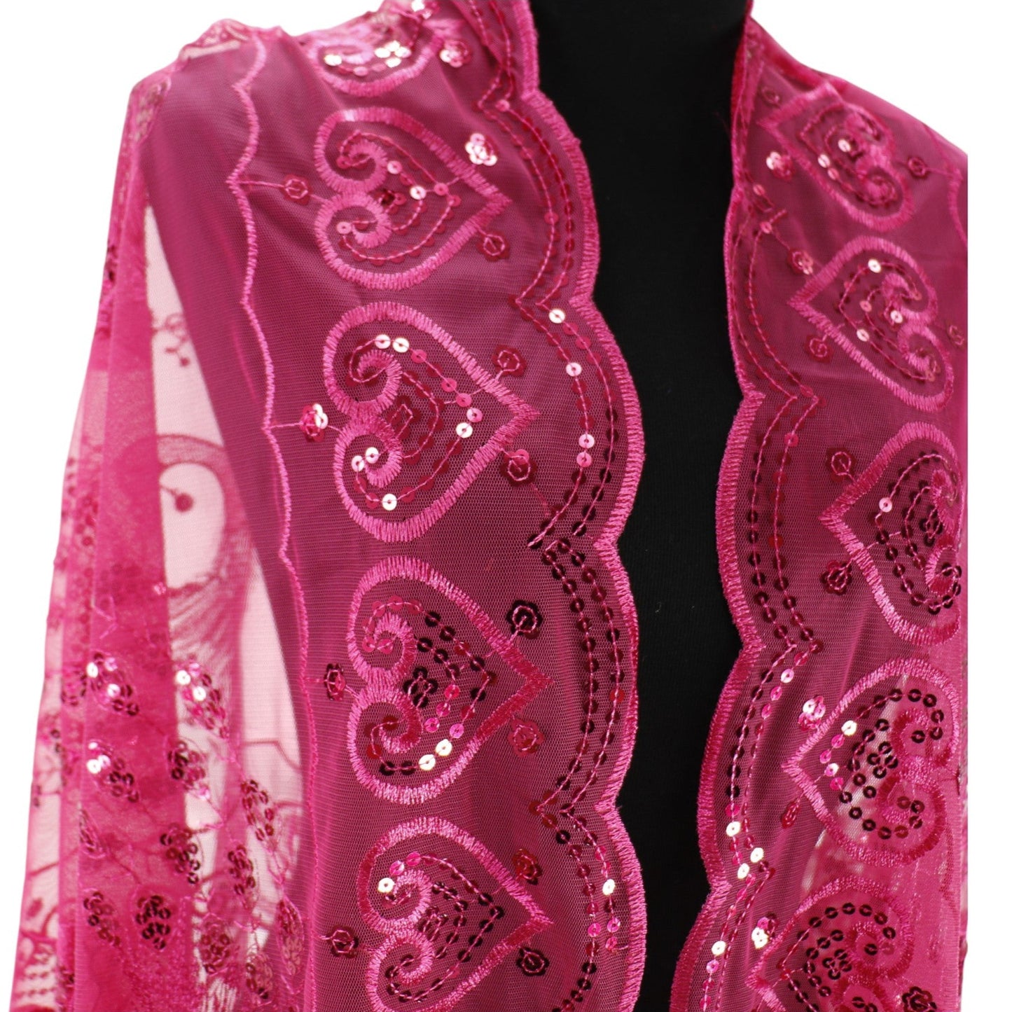 Peacock Sequin Chiffon Embellished Fringe Sheer Shawl Wrap Scarf SC309P (12pc)